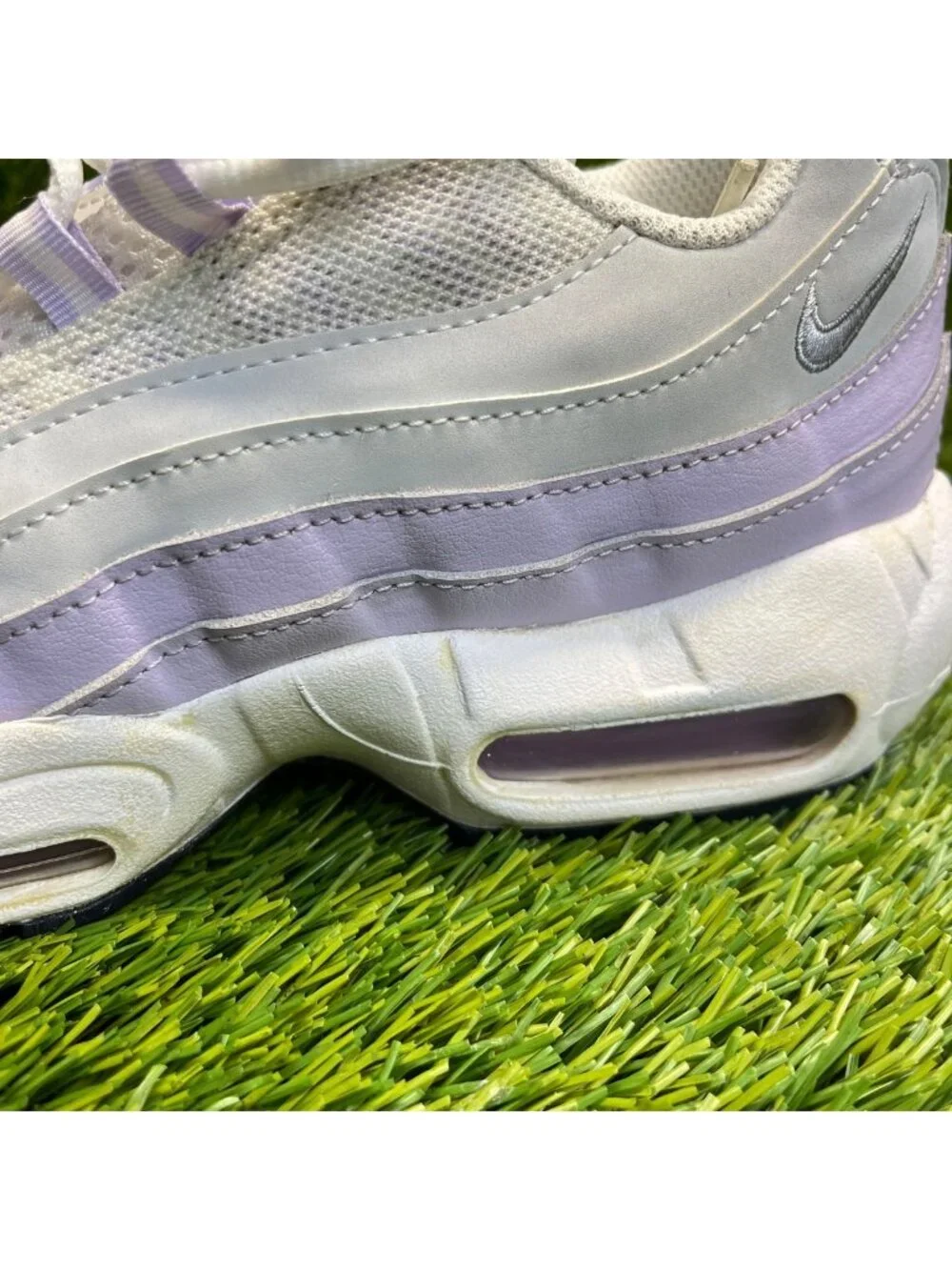 Nike Air Max 95 Recraft Girls Size 6.5Y White Gray Purple Running Shoes Sneakers